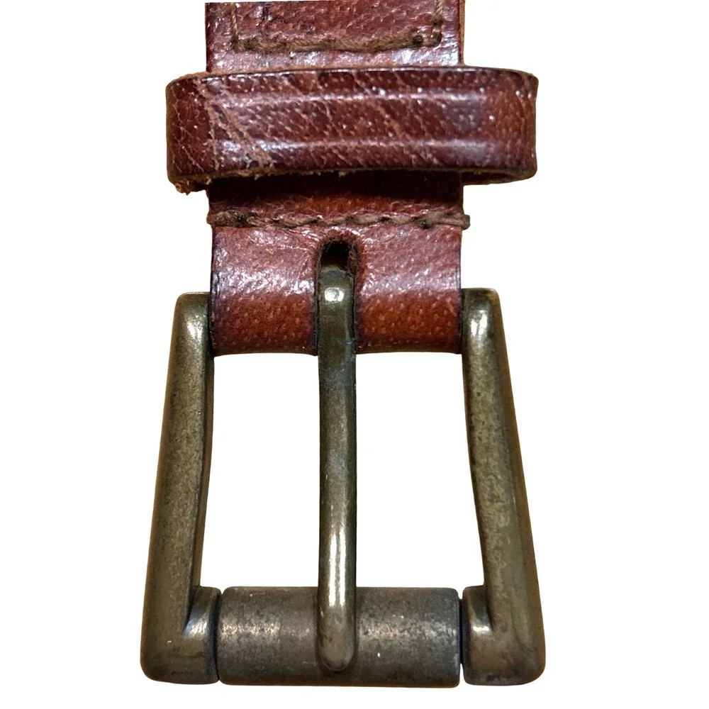 Architect Braided Genuine Brown Leather Belt Brass Buckle Size S (32 or smaller)
